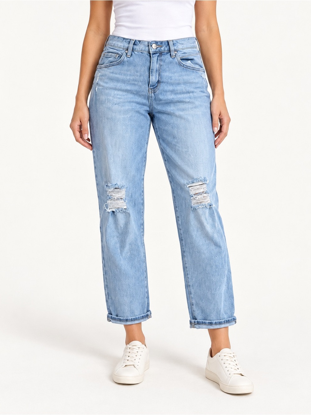 Simply Vera Vera Wang Light Wash Distressed Cropped Jeans 34” Waist crop 12